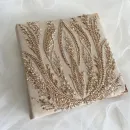 Фотоальбом свадебный бежевый с бисером и пайетками