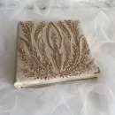 Фотоальбом свадебный бежевый с бисером и пайетками