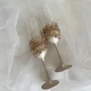 Свадебные бокалы беж с бисером и пайетками