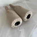 Свадебные чехлы на шампанское беж бисер пайетки