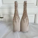 Свадебные чехлы на шампанское беж бисер пайетки