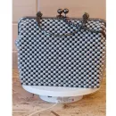 Сумочки из жемчужных бусин 8мм серого, сиреневого и белого цветов