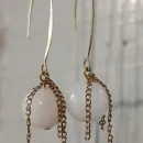 Серьги удлиненные с молочным кварцем