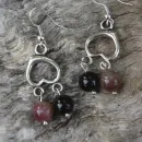 Серьги с турмалином и ониксом