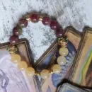 Браслет из кальцита и арбузного турмалина