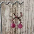 Серьги с розовым халцедоном и турмалином