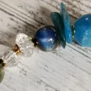 Браслет из апатита, черного опалита и хрусталя