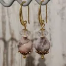 Серьги из розовой яшмы с хрусталем кракле