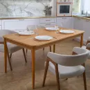 Прямоугольный, раздвижной стол. Дубовый шпон, массив ясеня