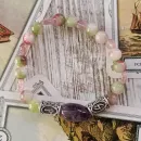 Браслет из турмалина с флюоритом, аметистом и рунами