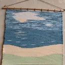 Декоративное панно "День на море" 70х70 см. Домотканое. Ручная работа. Хлопок.