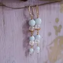 Серьги с аквамарином и хрусталем