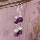 Серьги с чароитом и хрусталем