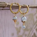 Серьги конго с голубым агатом