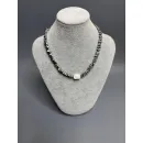 Чокер из гематита с крупной барочной жемчужиной