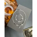 Комплект украшений Чокер из натурального перламутра и гематита, с подвеской с бабочкой и браслет