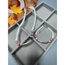 Комплект украшений Чокер из натурального перламутра и родонита и браслет