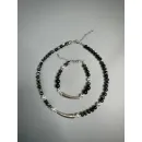 Комплект украшений Чокер из натурального агата и гематита с металлической вставкой и браслет