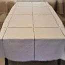 Авторская льняная скатерть "квадраты" с узким кружевом 155х225 см. Ручной крой.