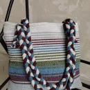 Сумка шопер тканая из хлопковых шнурков. Ручная работа.