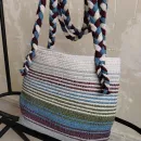 Сумка шопер тканая из хлопковых шнурков. Ручная работа.