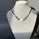 Чокер из алмазного стекла с крупной жемчужиной майорка и натуральным культивированным речным жемчугом