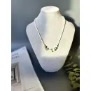 Колье с крупным необработанным флюоритом и перламутром