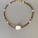 Чокер из алмазного стекла с крупной жемчужиной майорка и натуральным культивированным речным жемчугом