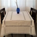 Авторская льняная скатерть 3 ряда кружева 155х225 см. Ручной крой.