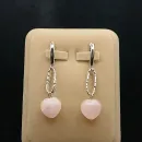 Серьги розовый кварц сердце на звеньях