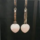 Серьги розовый кварц сердце на звеньях