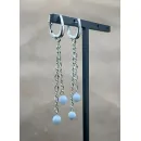 Серьги длинные с ангелитом на цепочке