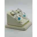 Серьги в форме сердца с аквамарином