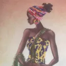 Картина вышитая бисером, африканка