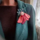 Брошь "Красный мотылёк"