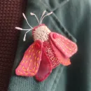 Брошь "Красный мотылёк"