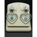 Серьги в форме сердца с аквамарином