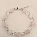 Браслет с розовым кварцем и горным хрусталем