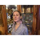 Сережки двух ярусные сиреневые