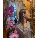 Сережки двух ярусные сиреневые