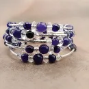 Браслет многорядный аметист, горный хрустать