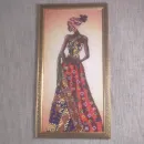 Картина вышитая бисером, африканка