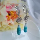 Серьги с голубыми халцедонами