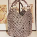 Сумка-шоппер серая из шнура