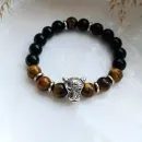 Мужской браслет с тигровым глазом и черным ониксом