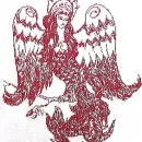 Плед детский вязаный с вышивкой в русском народном стиле 100х150 см