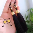 Серьги-кисти «Черный лебедь в золоте».