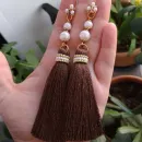 Серьги-кисти "Пломбир и корица"