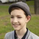 Графит/серая шапка-бини ручной вязки осень/весна