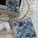 Комплект клон и кольцо с аквамарином и апатитом